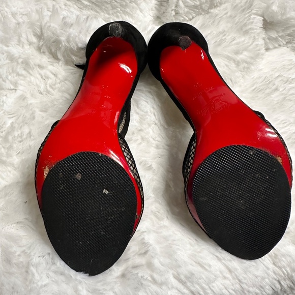 Christian Louboutin Suede Mesh Accents T-Strap Pumps - Picture 5 of 5